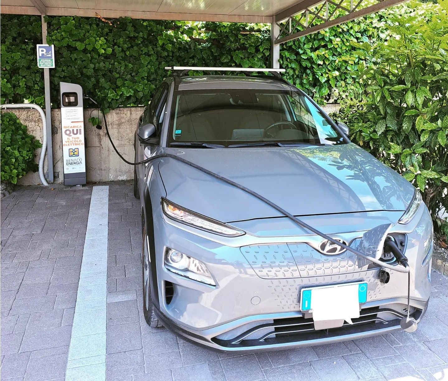 Electric car station in Salo' on Garda lake